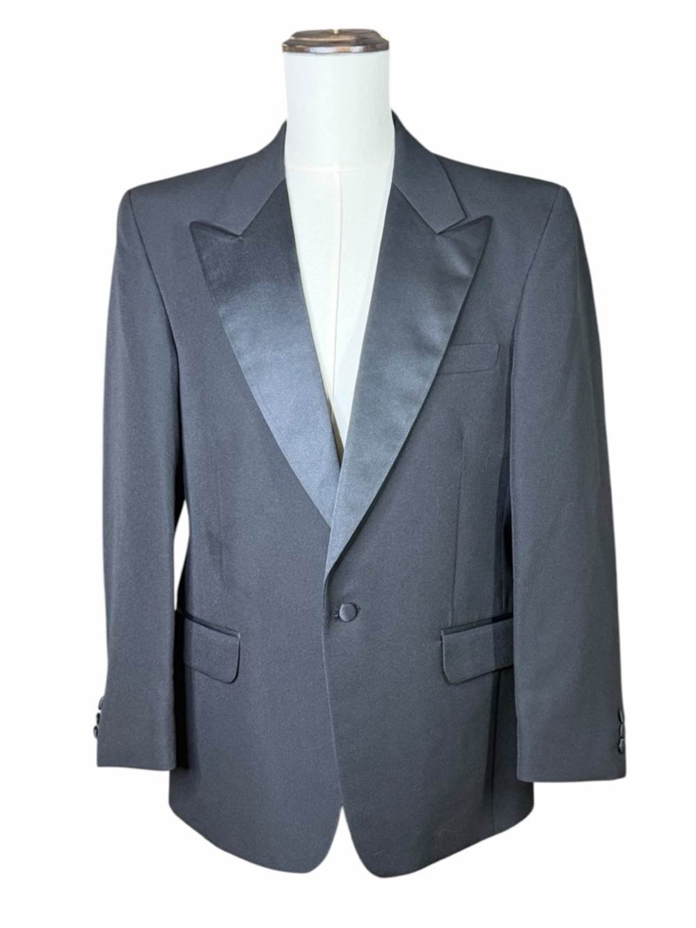 Vintage FWI Formalwear International Black Satin Lapel Tuxedo Blazer - Size 40R